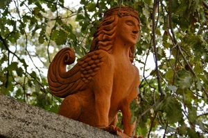Sphinx sculpture at Damjl, Damanhur